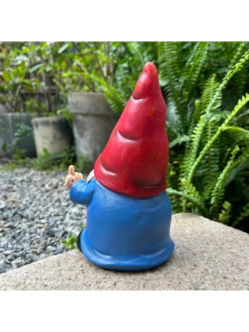 Naughty Middle Finger Gnome Statue 7.8in - Funny Garden Decor & Lawn Ornament